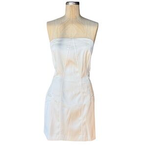 BHLDN Anthropologie Strapless Satin Dress in White Size Large New with Tags
